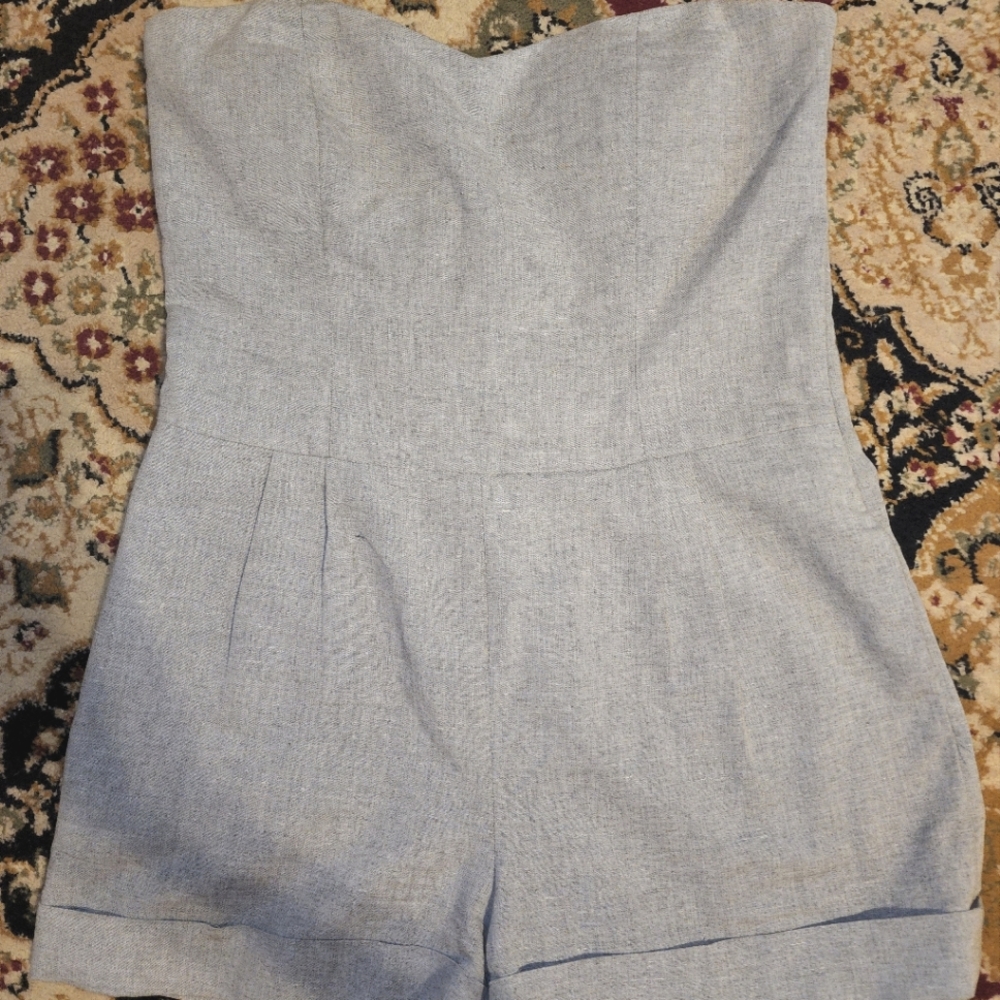 AKIRA grey strapless pantsuit